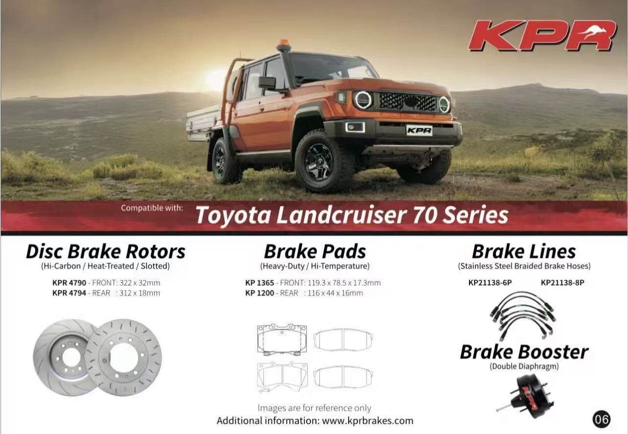 KPR Brakes - 4x4 4WD Brake Upgrades (Disc Rotors / Brake Pads / Brake Hose / Brake Booster ) FOR TOYOTA Landcruiser 70 Series (LC76 LC78 LC79)