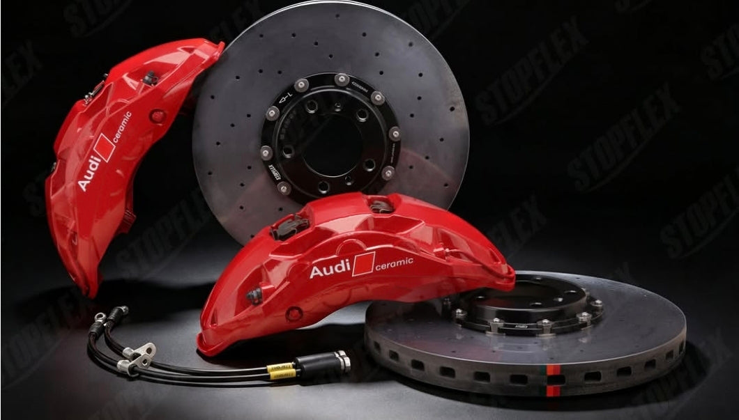 Genuine OEM AKEBONO 10 POT LARGE CALIPER + KPR Carbon Ceramic (CCB) 410MM Rotors for AUDI