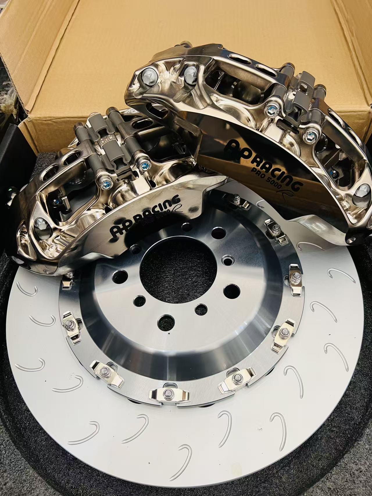 AP Racing TRACK PRO 5000R CP9668 NICKEL PLATED CALIPER + J HOOK SLOT 378MM ROTOR BIG BRAKE KIT  FOR BMW M2 /M2-C