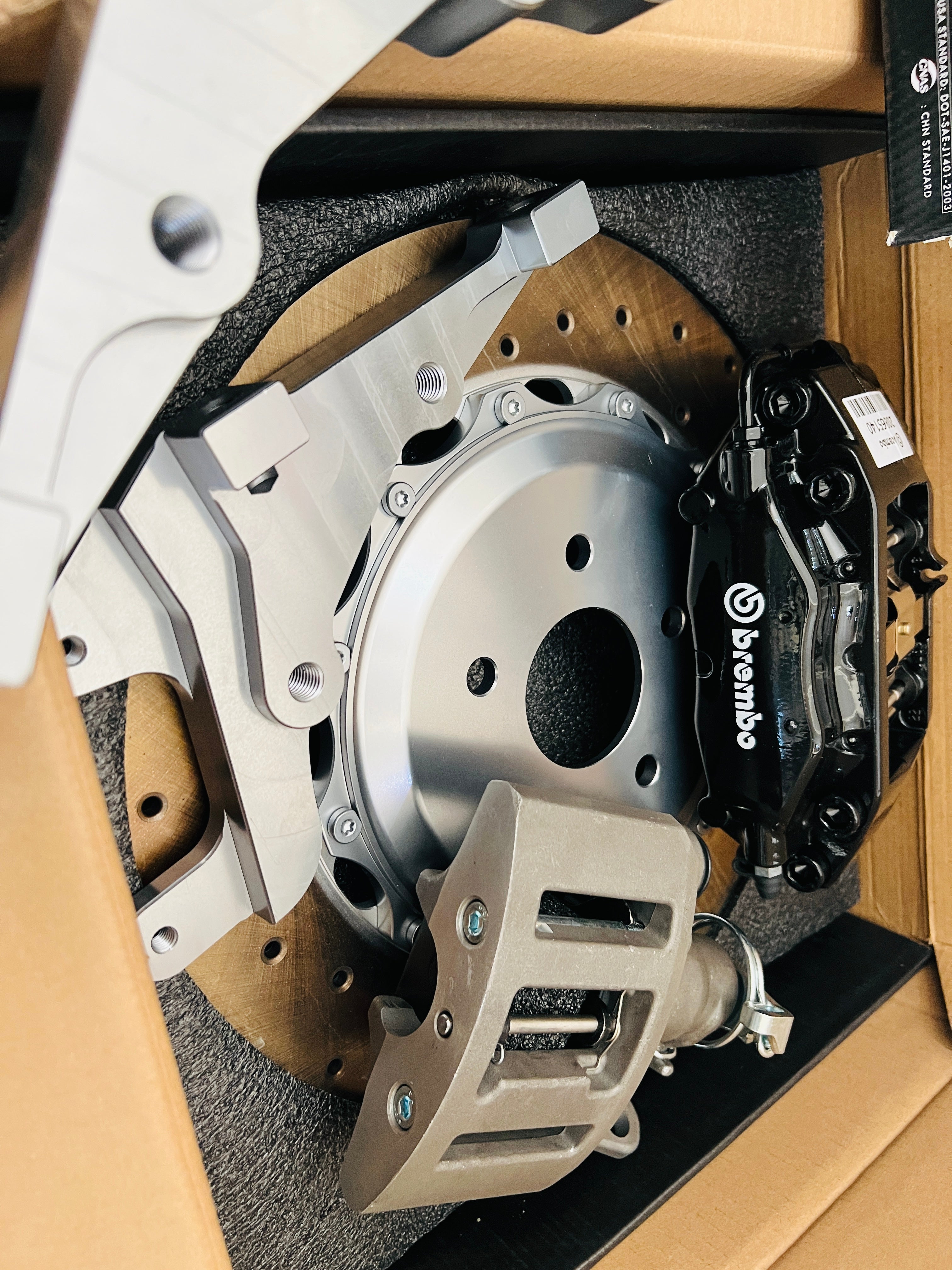 Genuine BREMBO 4Pot Calipers + 355MM Drilled Rotor ,Mustang Rear HandBrake Calipers FULL REAR UpgradeKit FOR Ford RS Focus Mk2 2004-2011