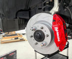 SUITS TOYOTA Landcruiser Prado J250 LC250 -AP Racing CP7040 6POT Calipers + Performance HT4S KPR SLOTTED Rotors + Street Pro Brake Pads + Good Ridge Braided Brake Hose/Line Kit - Bolt-on - Full Big Brake Kit - Front