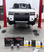 SUITS TOYOTA Landcruiser Prado J250 LC250 -AP Racing CP7040 6POT Calipers + Performance HT4S KPR SLOTTED Rotors + Street Pro Brake Pads + Good Ridge Braided Brake Hose/Line Kit - Bolt-on - Full Big Brake Kit - Front