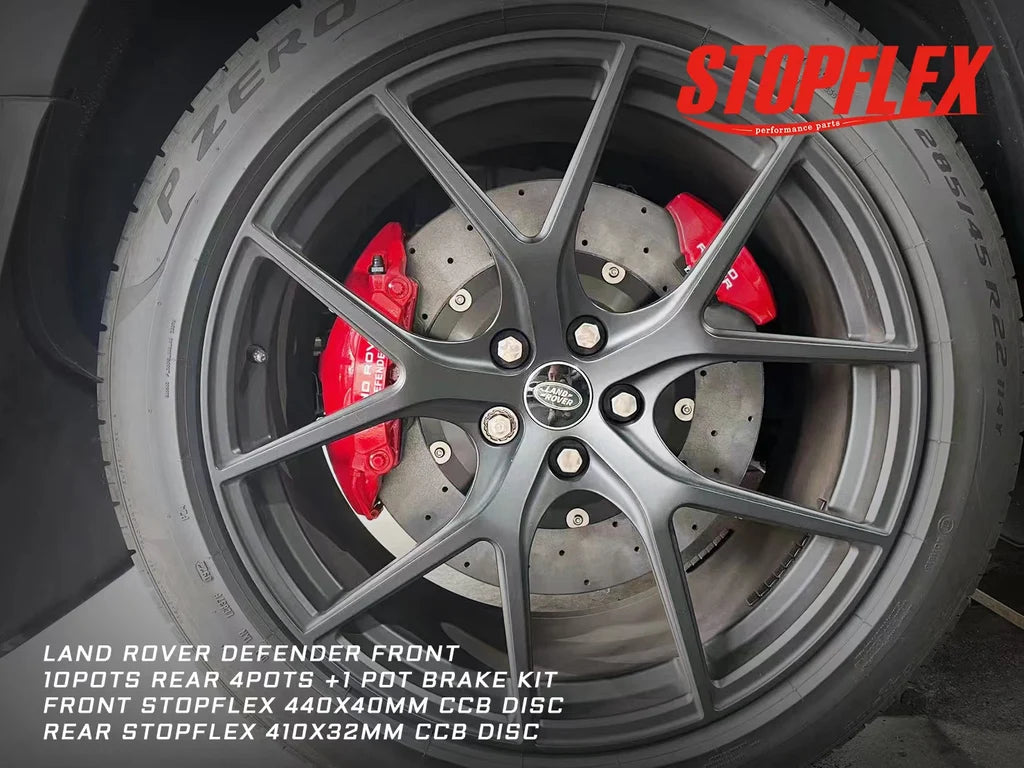 Big brake kit for Land Rover Defender FRONT & REAR (Akebono 10 pots caliper front + Akebono 4 pots rear +EPB + CCB ceramic rotors)