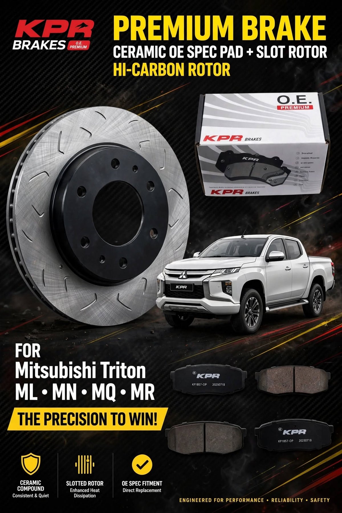 PREMIUM BRAKE SLOT ROTORS + OE PREMIUM PADS TO SUIT MITSUBISHI TRITON /Challenger 2007-2015 294MM (REF: DBA2208S /DB1774)