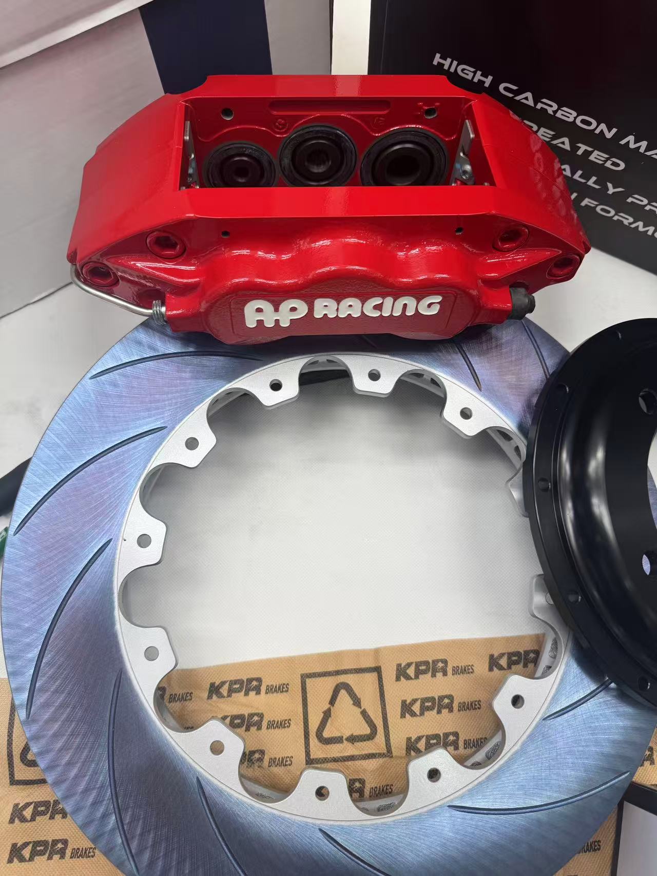 AP Racing CP7040 6POT Calipers + 355mm Rotors + KPR Street Pro Brake Pads + S/S Braided Brake Hose/Line Kit - Bolt-on - Full Big Brake Kit - Front