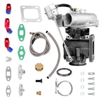 T04E - T3 T4 V-BAND Turbo Charger + Oil Line Kit V-Band Flange for 4 6 Cyl 400+hp FOR 4WD 4X4 UPGRADES