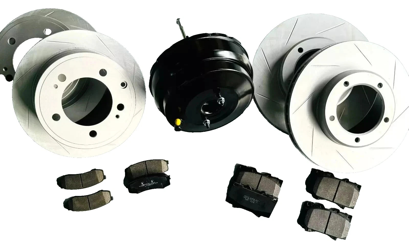 PREMIUM Front + Rear brake upgrade kit (SLOT ROTOR + HD PADS + BOOSTER) FITS Toyota LANDCRUISER LC79/LC78/LC76 Landcruiser J70