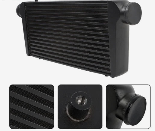 POWER SPIRIT BLACK 600x300x100MM - POWER Alloy Intercooler with 3" Inlet UNIVERSAL  4 INCH 100MM LARGE INTERCOOLER
