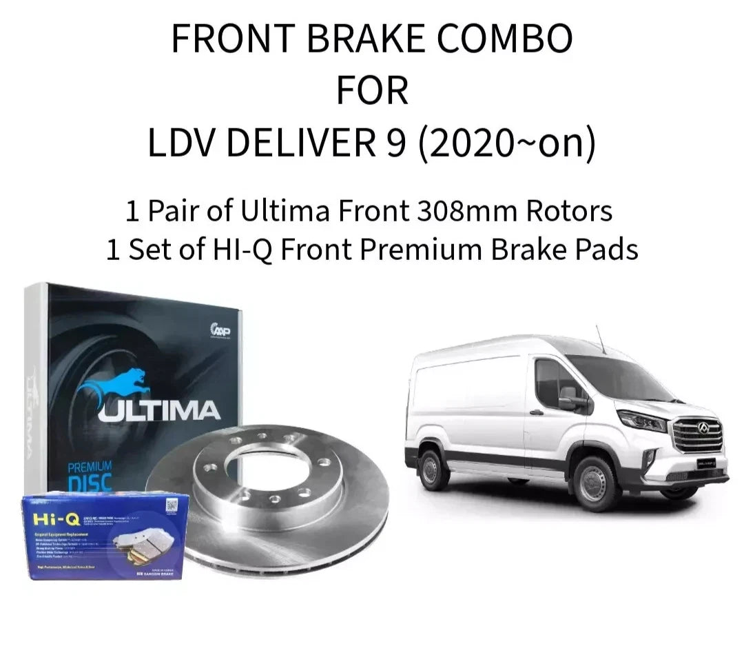 UPGRADE KIT - Brake ROTOR + PADS ( Ultima + Hi-Q) KIT for LDV Deliver 9 2.0L 2020-on FRONT