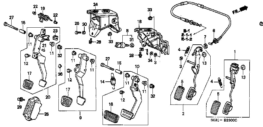 1 X Genuine HONDA 46500-S03-Z10 FOR HONDA CIVIC EK / INTEGRA DC2 BRAKE PEDAL SET