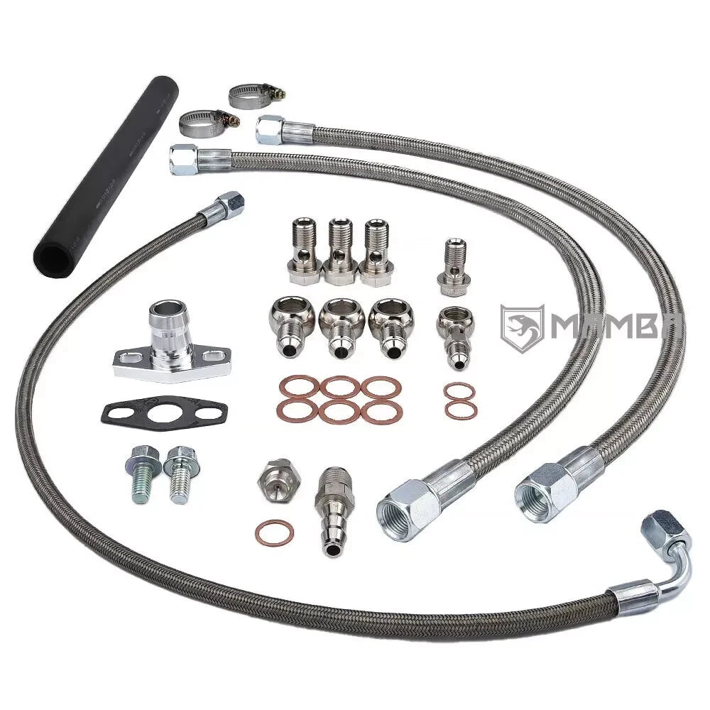 Turbo Oil & Water Line For NISSAN RB20DET RB25DET Top Mount w/ Garrett GTX3076R (018-0029)