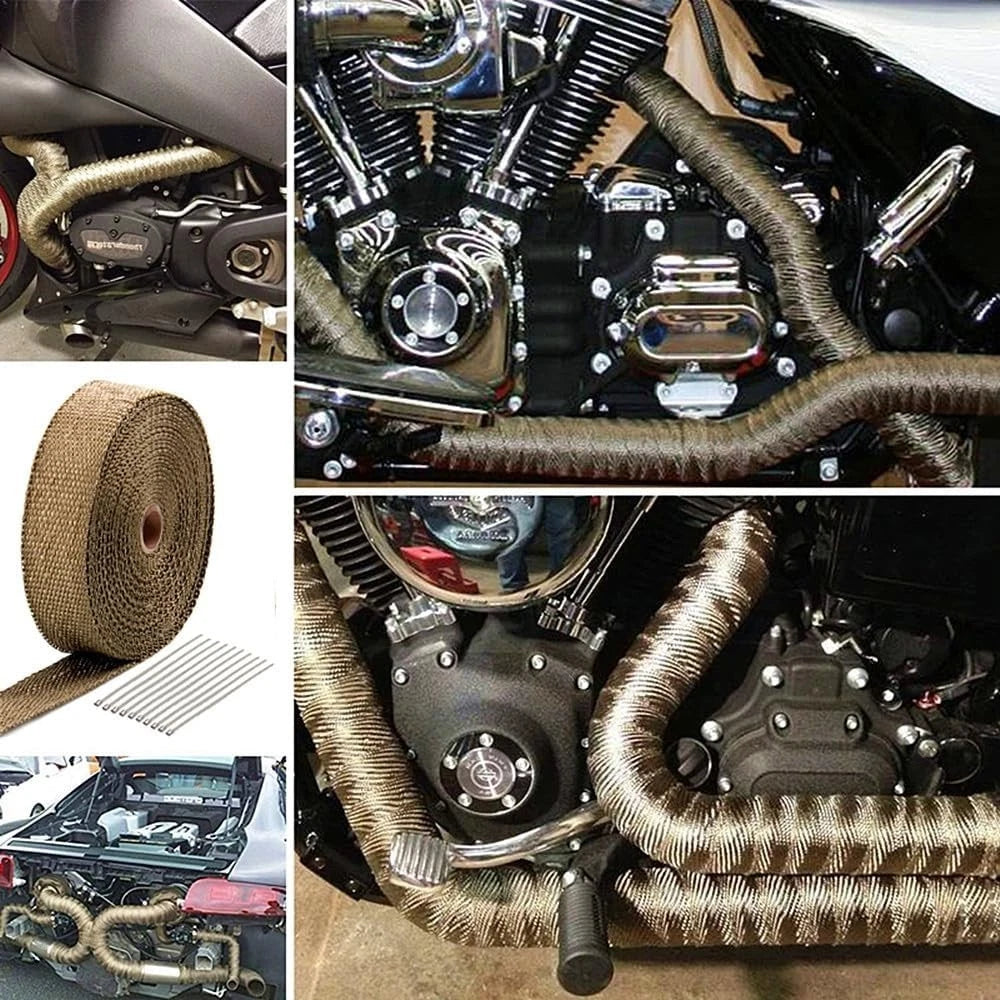 15M X TITANIUM Exhaust Heat Wrap Tape Exhaust Manifold TURBO DUMP -UNIVERSAL