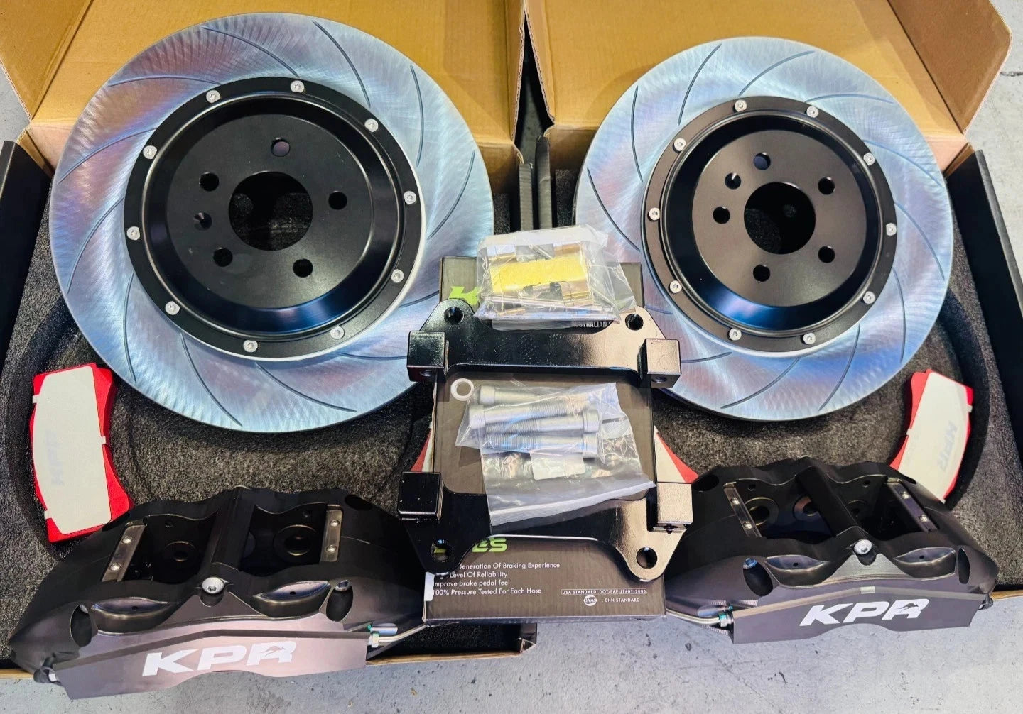 KPR BRAKES BIG BRAKE KIT SP6 -PRO STREET CALIPERS + HT5S 355MM Rotor -KIT Fits Audi Q5 Q7 Q3 -FRONT