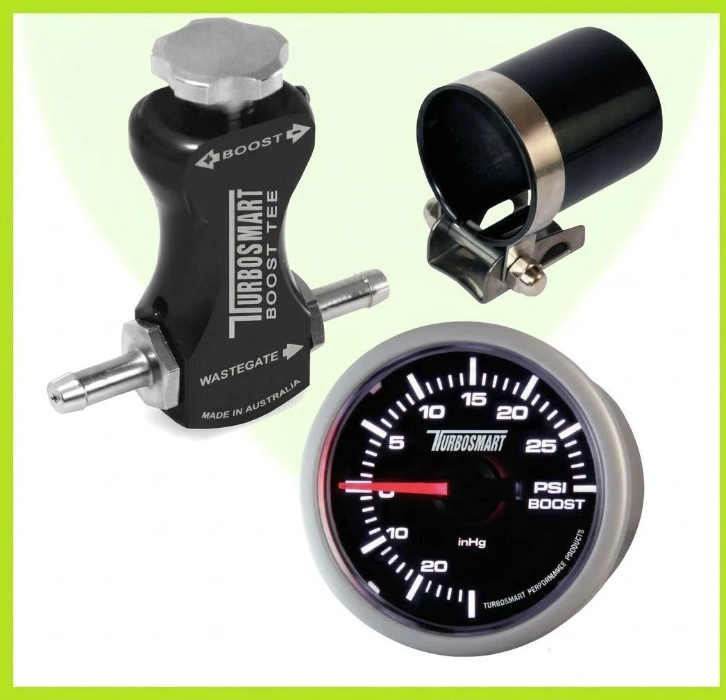 TURBOSMART Boost Tee Black Turbo Boost Controller + 52mm Gauge + Mounting Holder