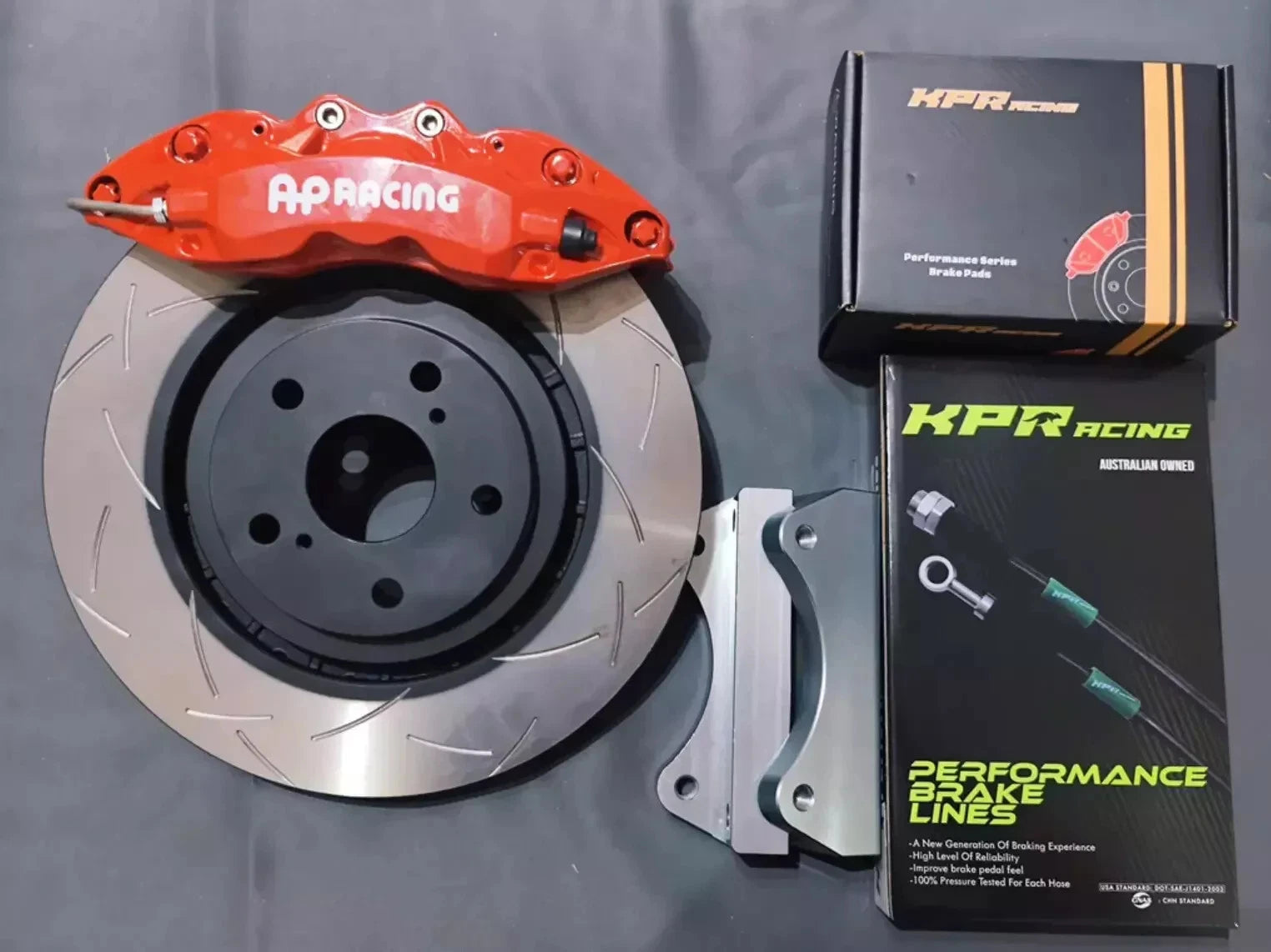 AP RACING 4POT CP9200 + DBA SLOT ROTORS + KPR PADS - BIG BRAKE KIT FOR HOLDEN COMMODORE VE/VF FRONT